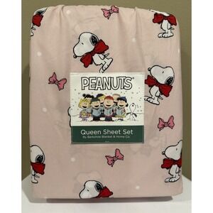 Peanuts Snoopy Bows Queen Sheet Set Bedding by Berkshire Holiday Christmas